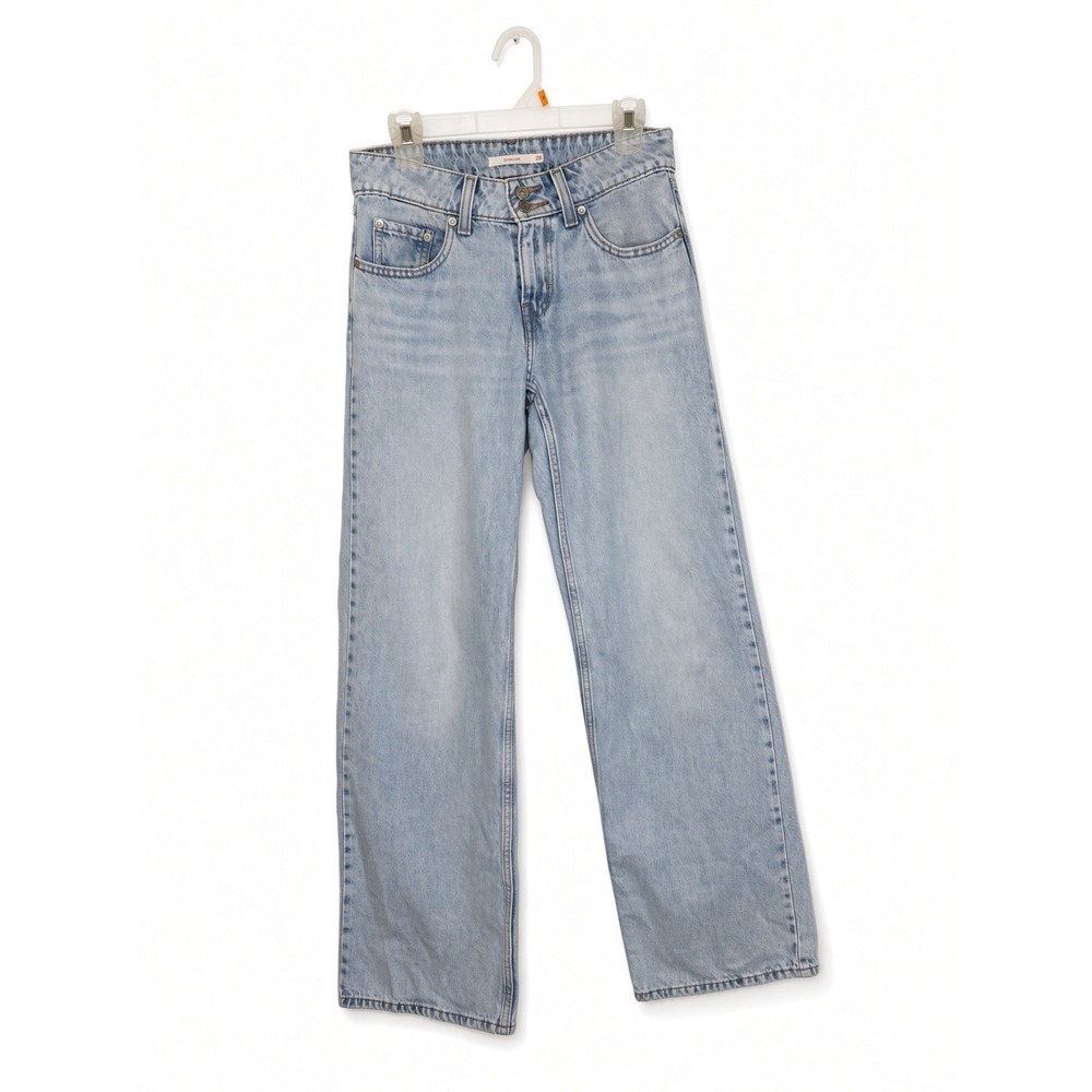 Levis Womens Super Low Loose Jean Low Rise Light Wash Wide Leg Denim Size 26